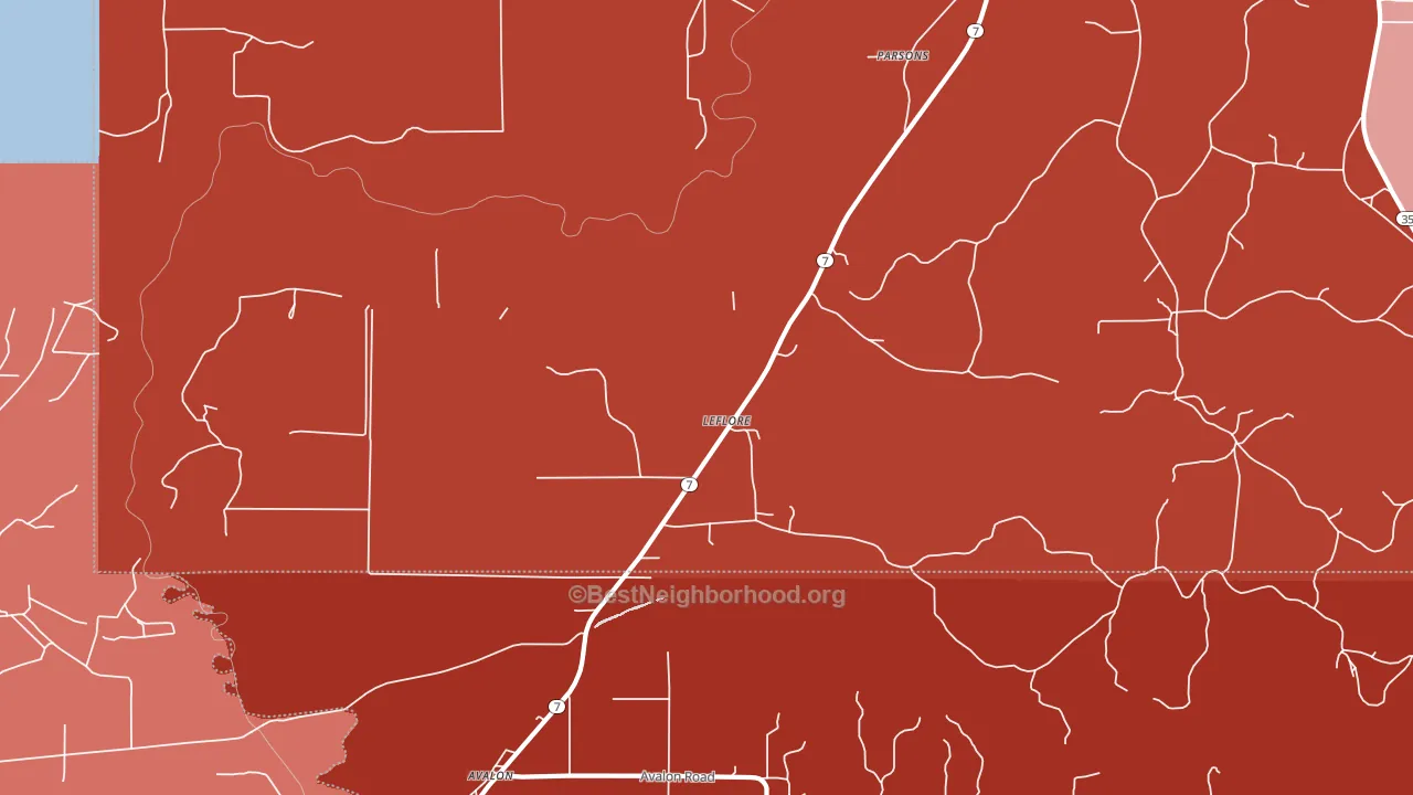 Leflore, MS block-group political-lean map
