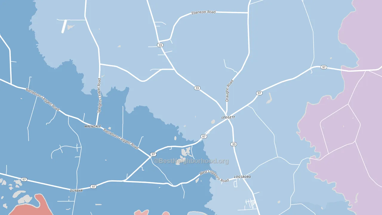 Leggett, NC block-group political-lean map