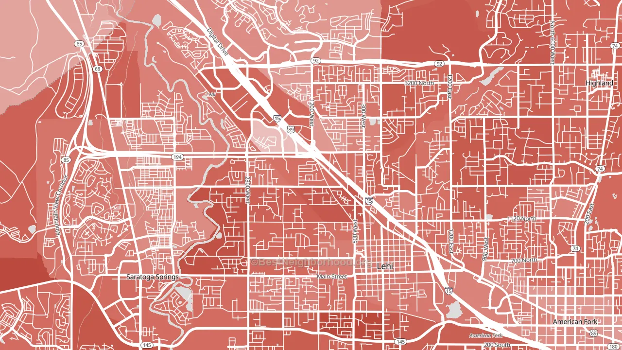 Lehi, UT block-group political-lean map
