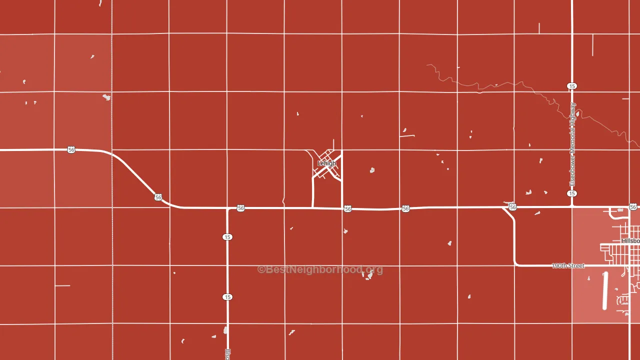 Lehigh, KS block-group political-lean map