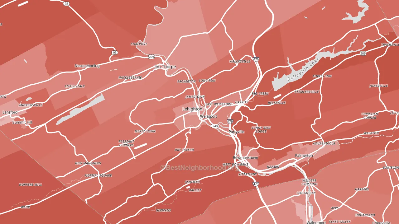 Lehighton, PA block-group political-lean map