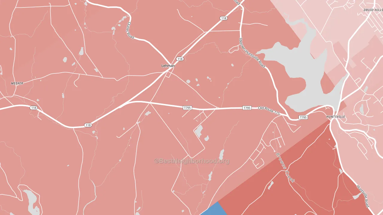 Lehman, PA block-group political-lean map