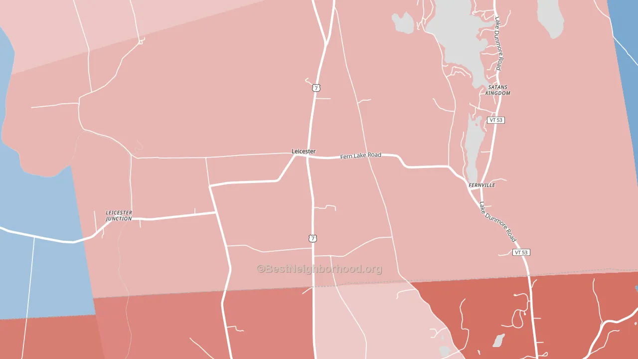 Leicester, VT block-group political-lean map