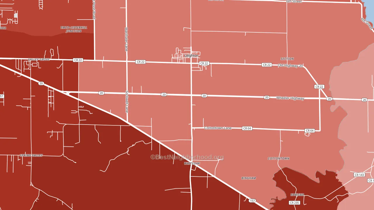 Leighton, AL block-group political-lean map