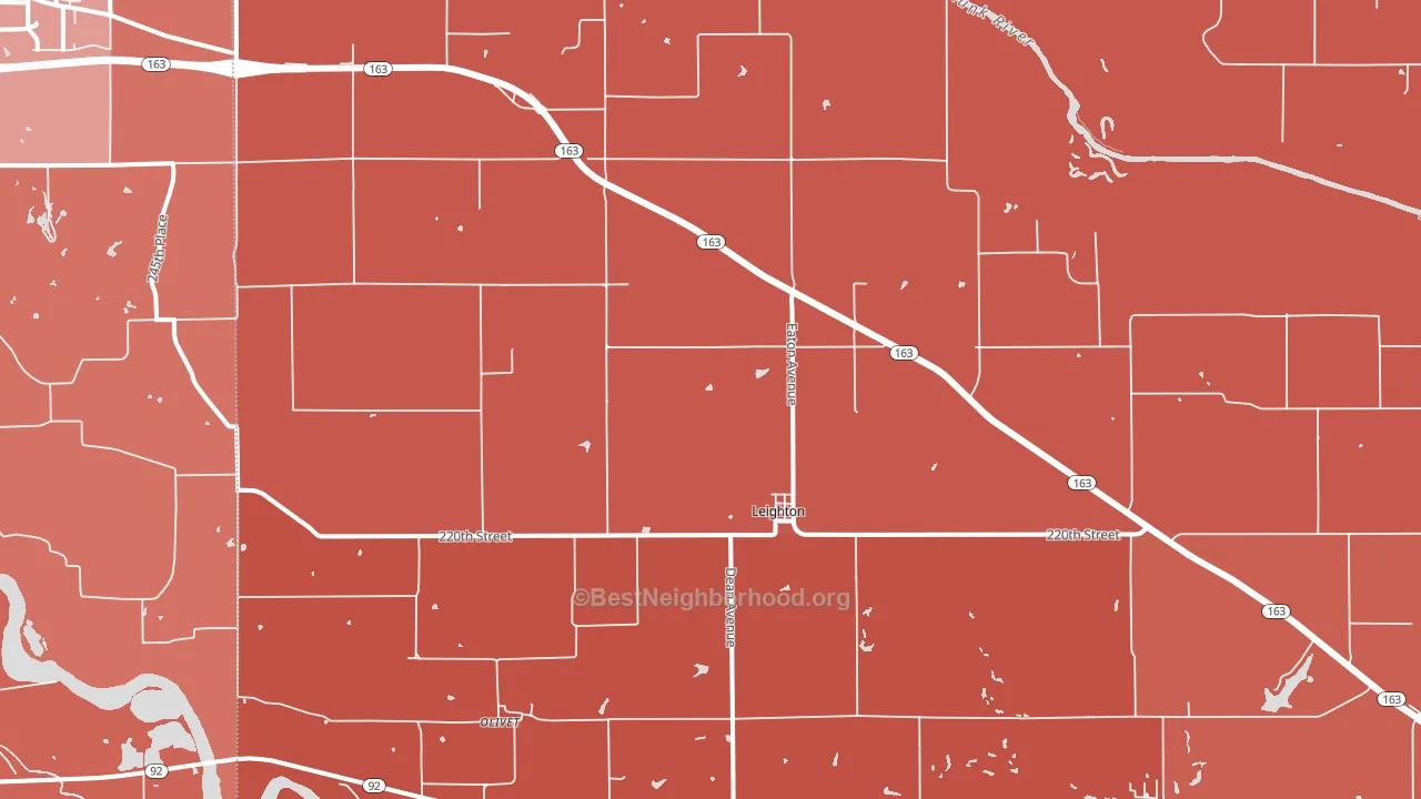 Leighton, IA block-group political-lean map