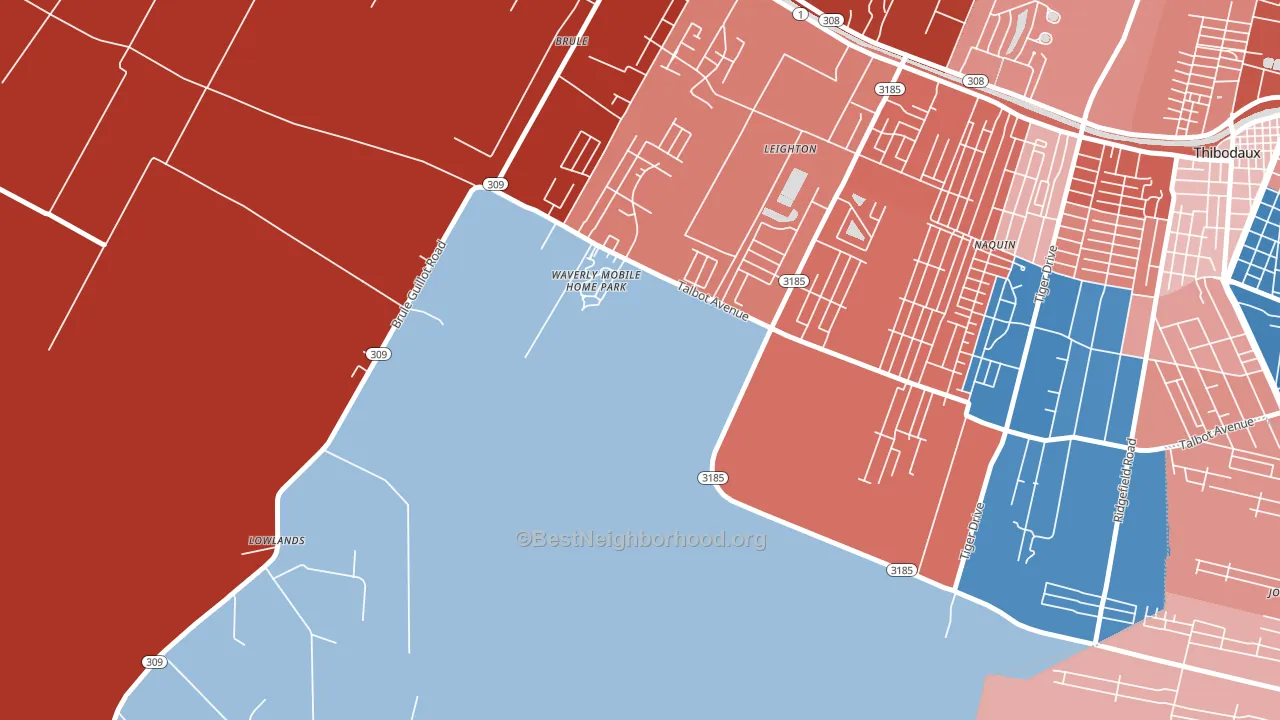 Leighton, LA block-group political-lean map