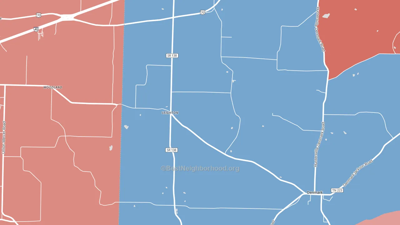 Leighton, TN block-group political-lean map