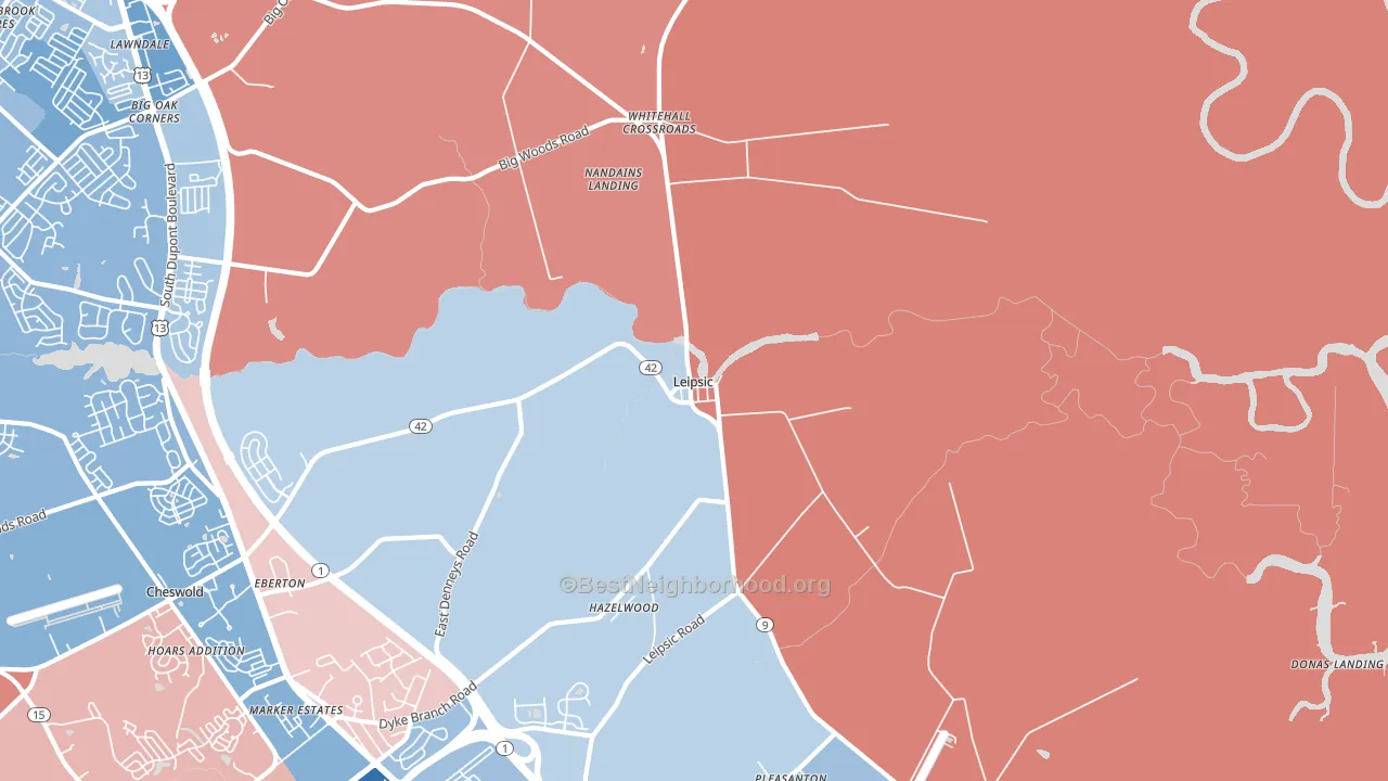 Leipsic, DE block-group political-lean map
