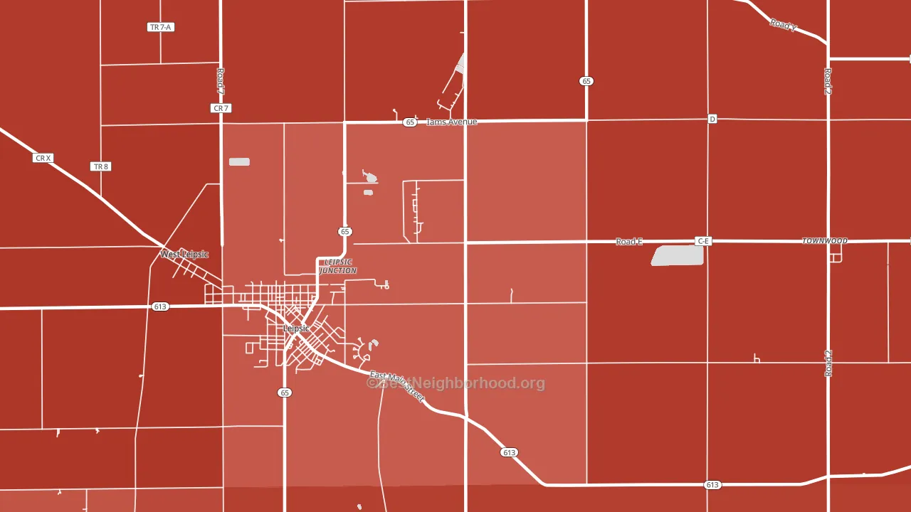 Leipsic Junction, OH block-group political-lean map