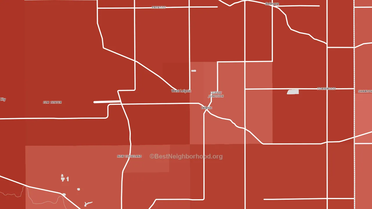 Leipsic, OH block-group political-lean map