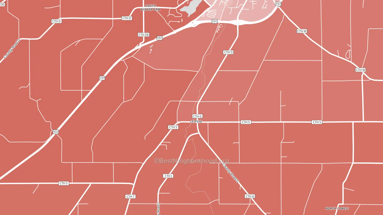 Leipsig, WI block-group political-lean map