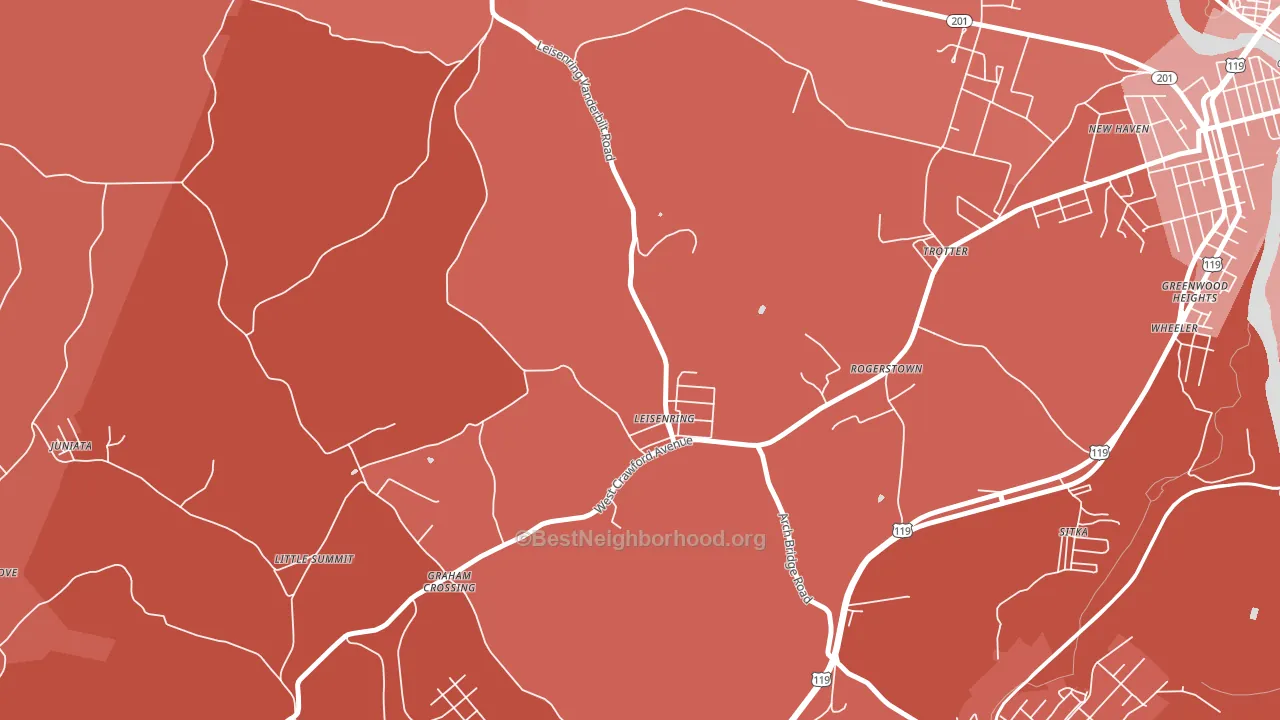 Leisenring, PA block-group political-lean map