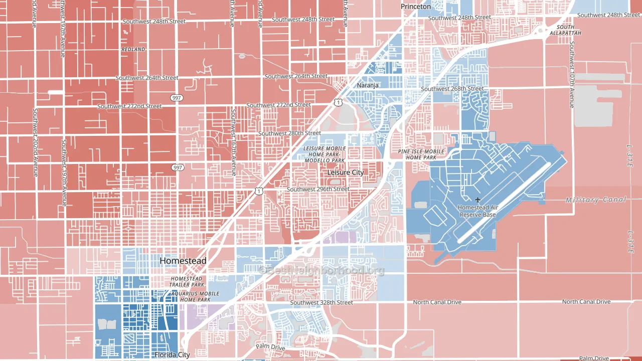Leisure City, FL block-group political-lean map