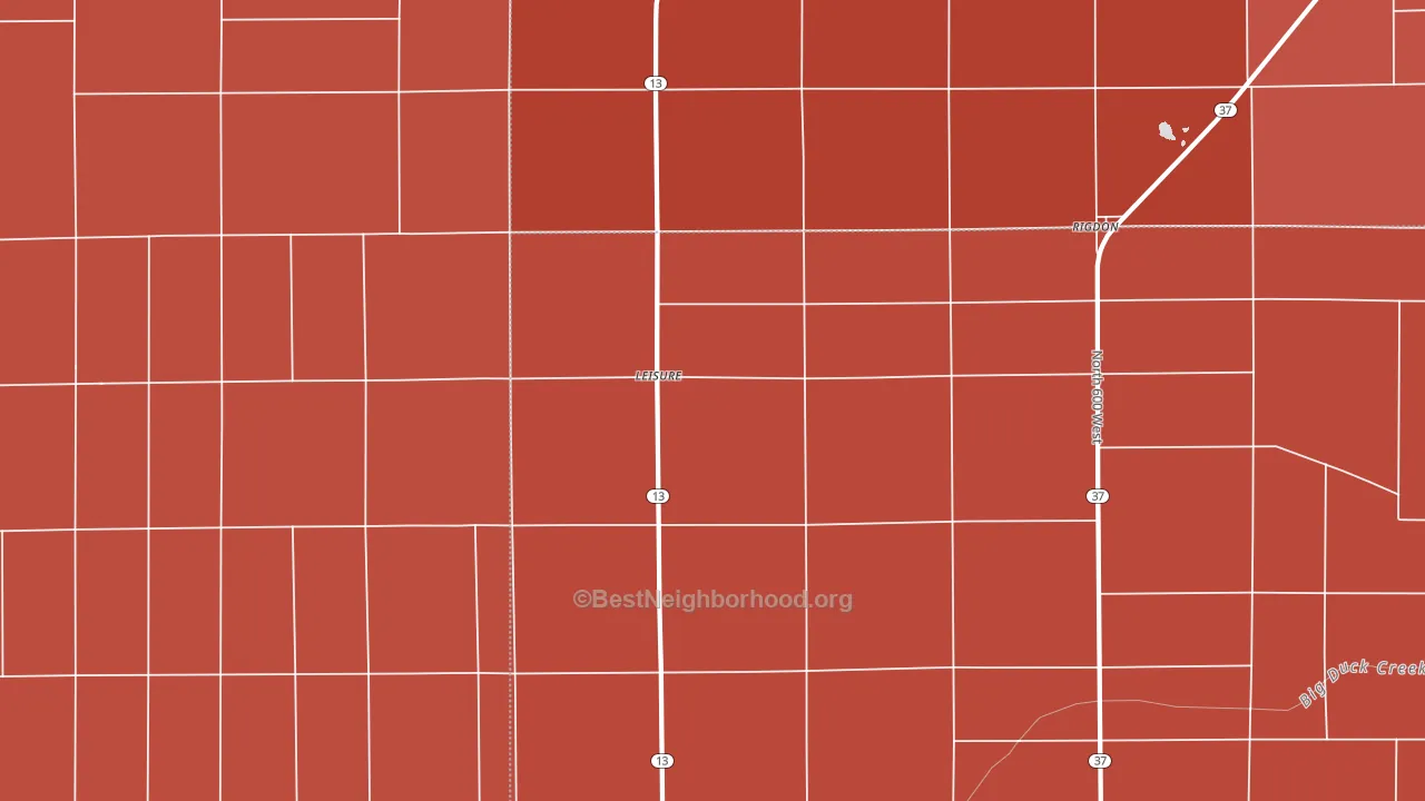 Leisure, IN block-group political-lean map