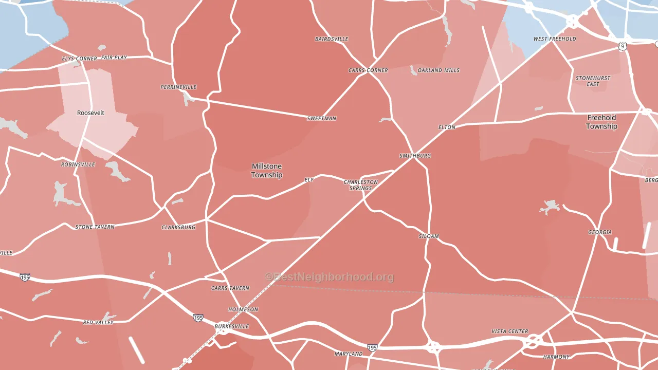 Leisure Knoll, NJ block-group political-lean map