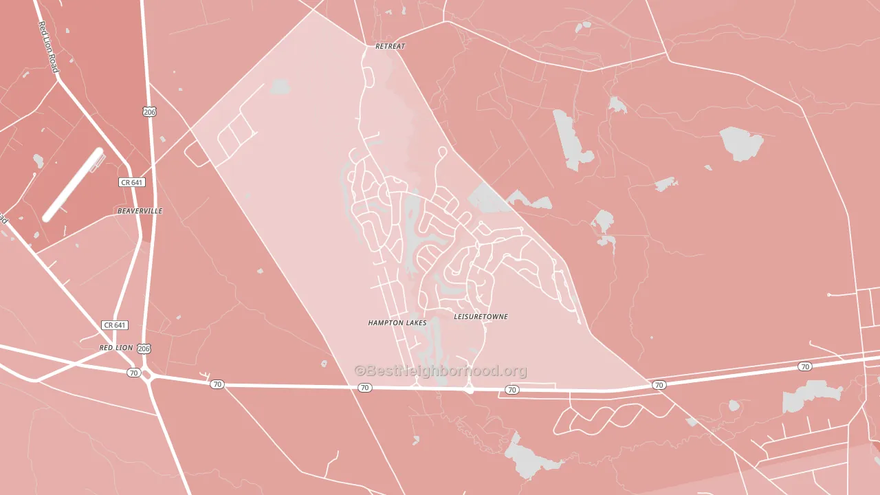 Leisuretowne, NJ block-group political-lean map