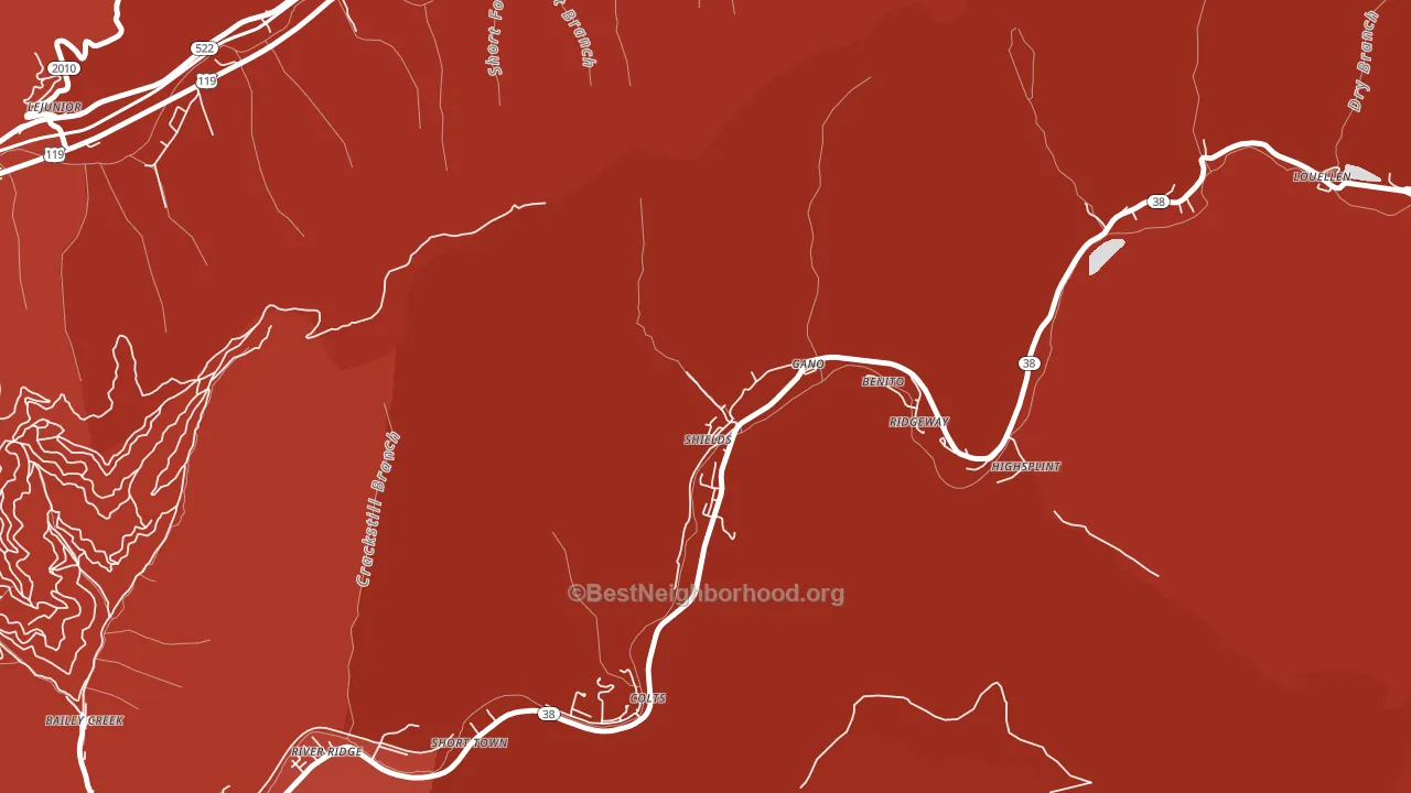 Lejunior, KY block-group political-lean map