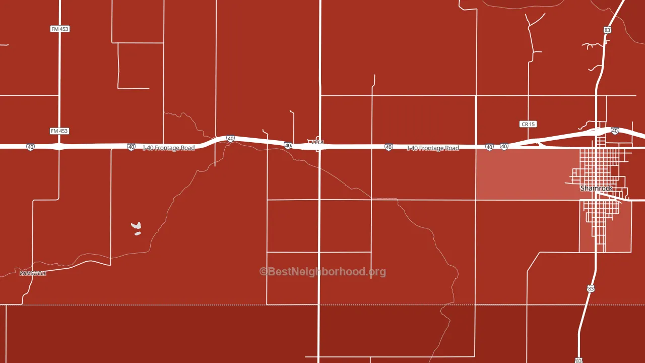 Lela, TX block-group political-lean map