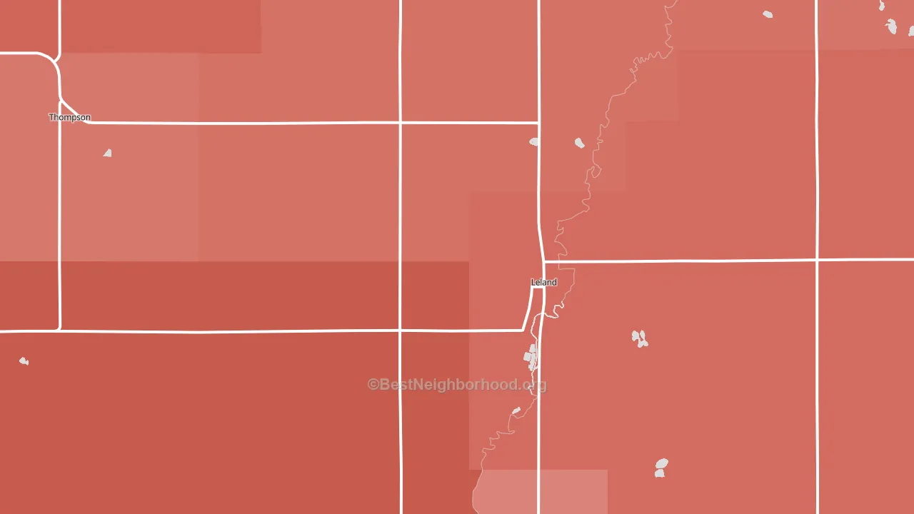 Leland, IA block-group political-lean map