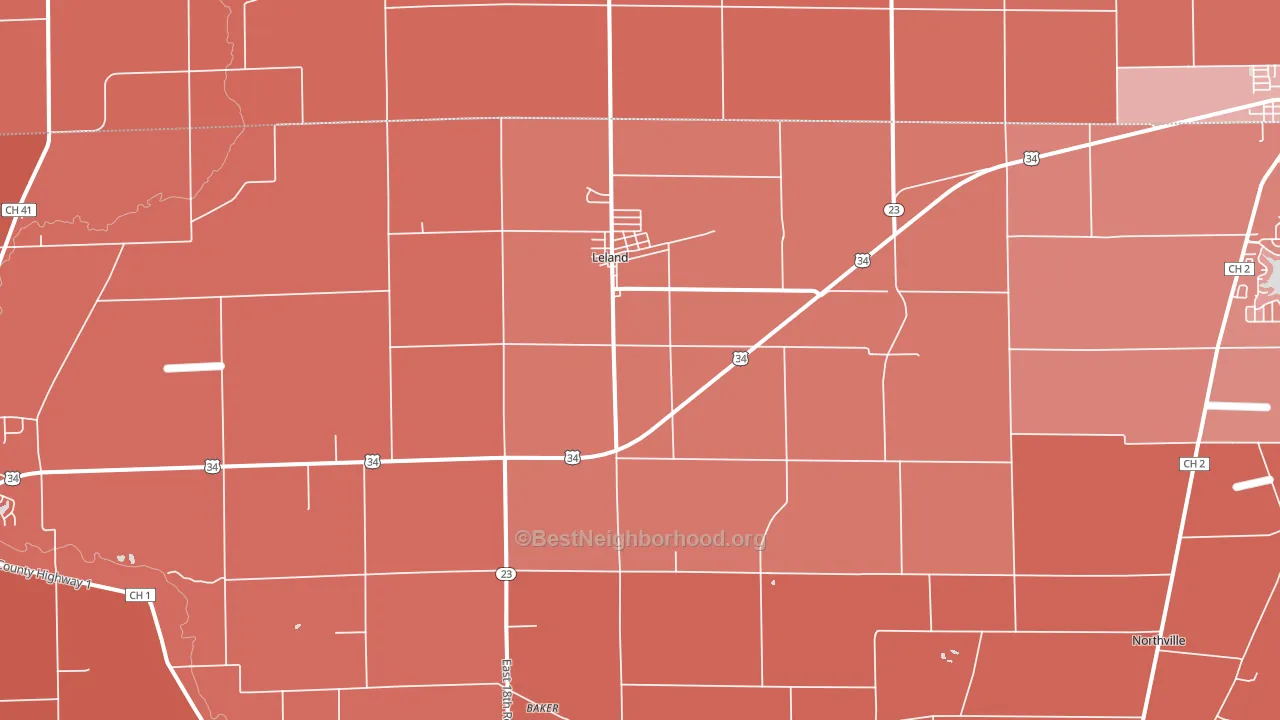 Leland, IL block-group political-lean map