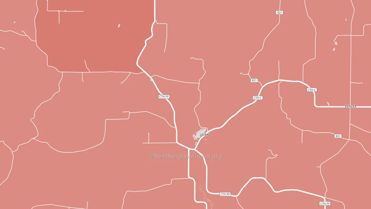 Leland, WI block-group political-lean map