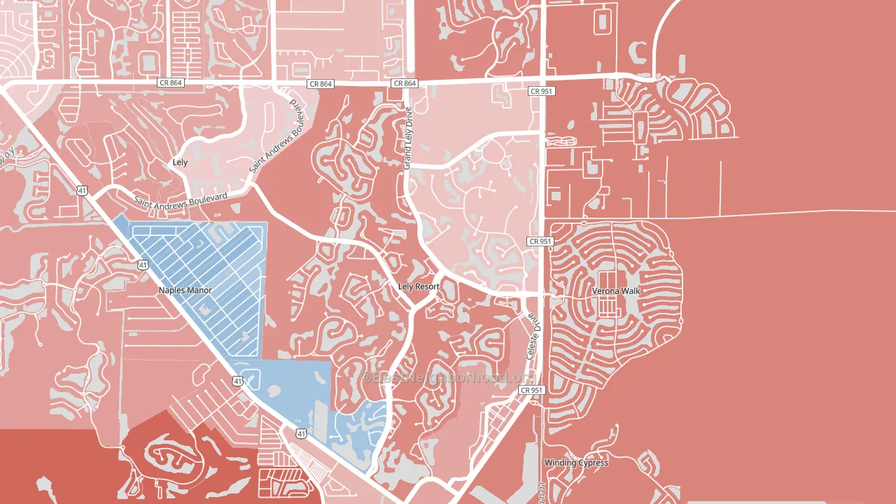 Lely Resort, Naples, FL block-group political-lean map