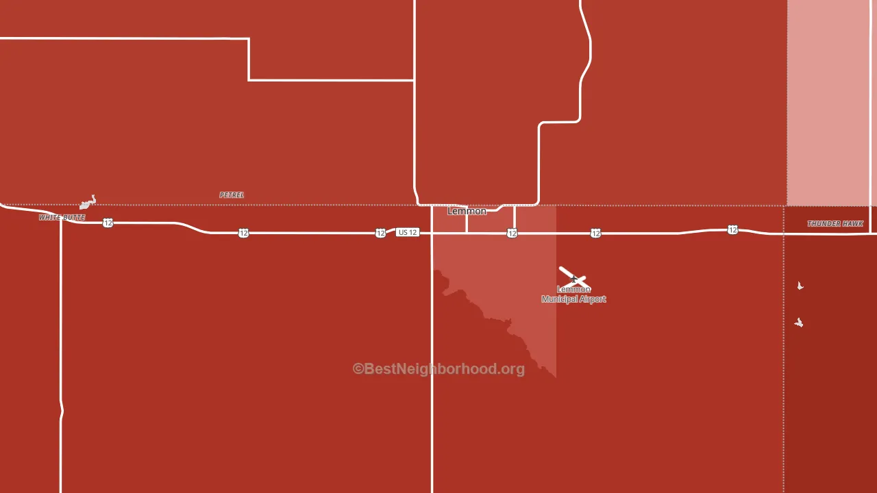 Lemmon, SD block-group political-lean map