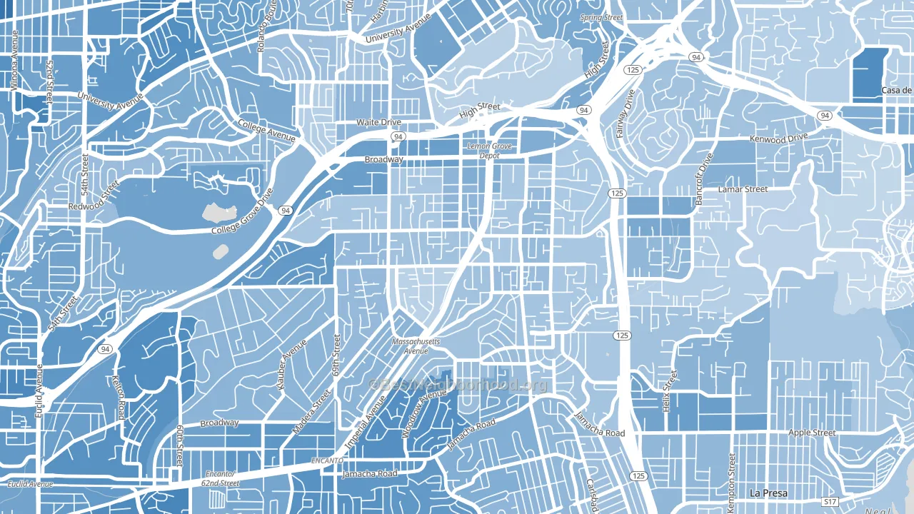 Lemon Grove, CA block-group political-lean map