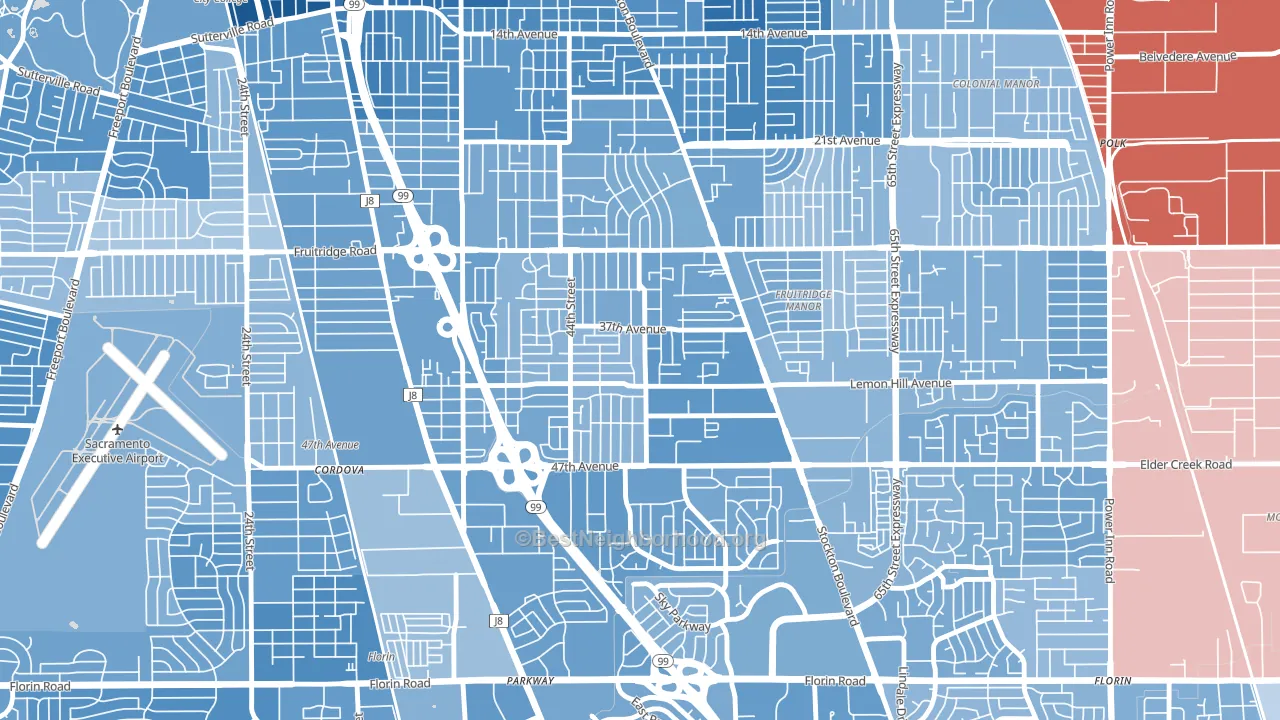 Lemon Hill, CA block-group political-lean map
