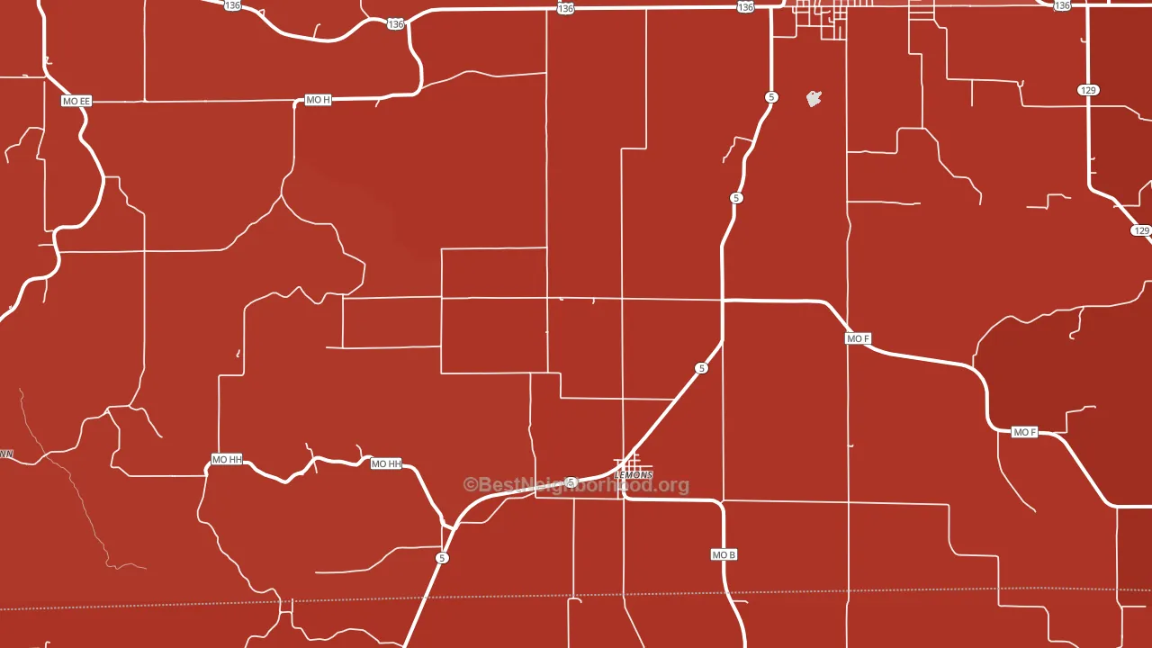Lemons, MO block-group political-lean map
