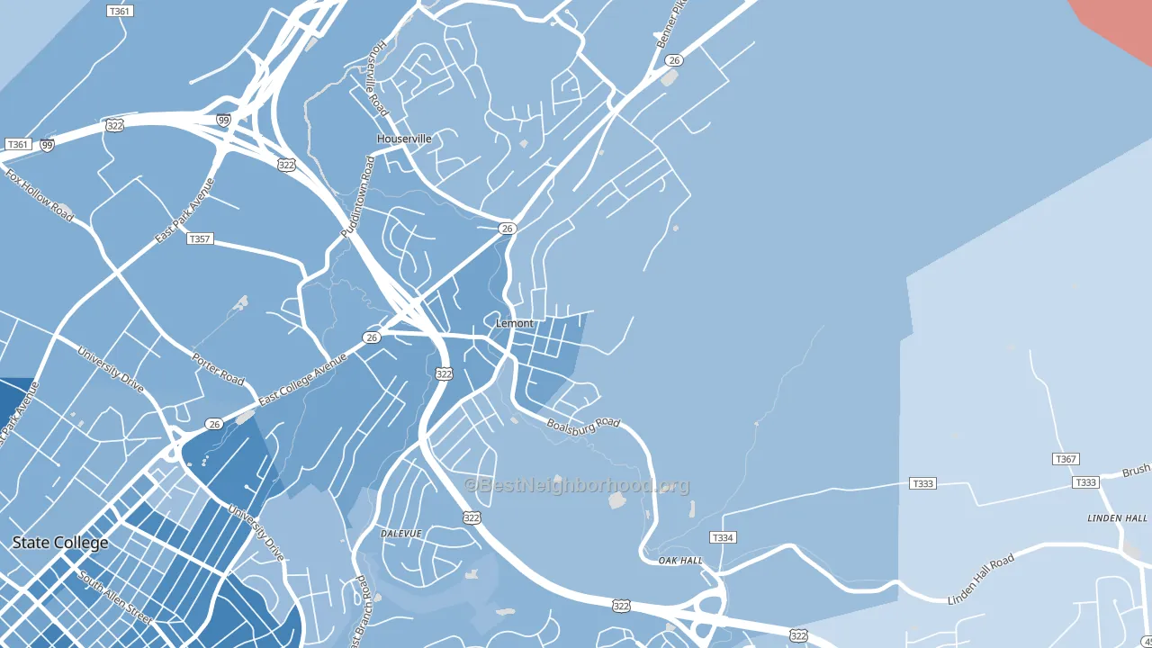 Lemont, PA block-group political-lean map