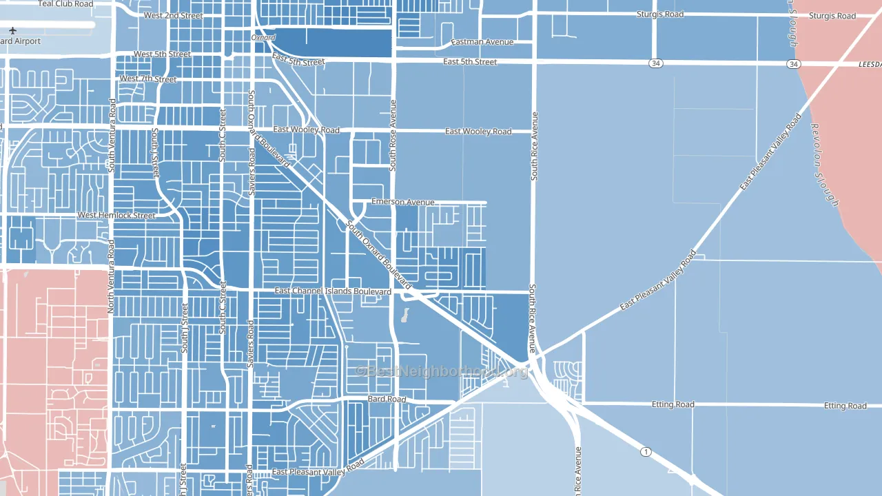 Lemonwood Eastmont, Oxnard, CA block-group political-lean map