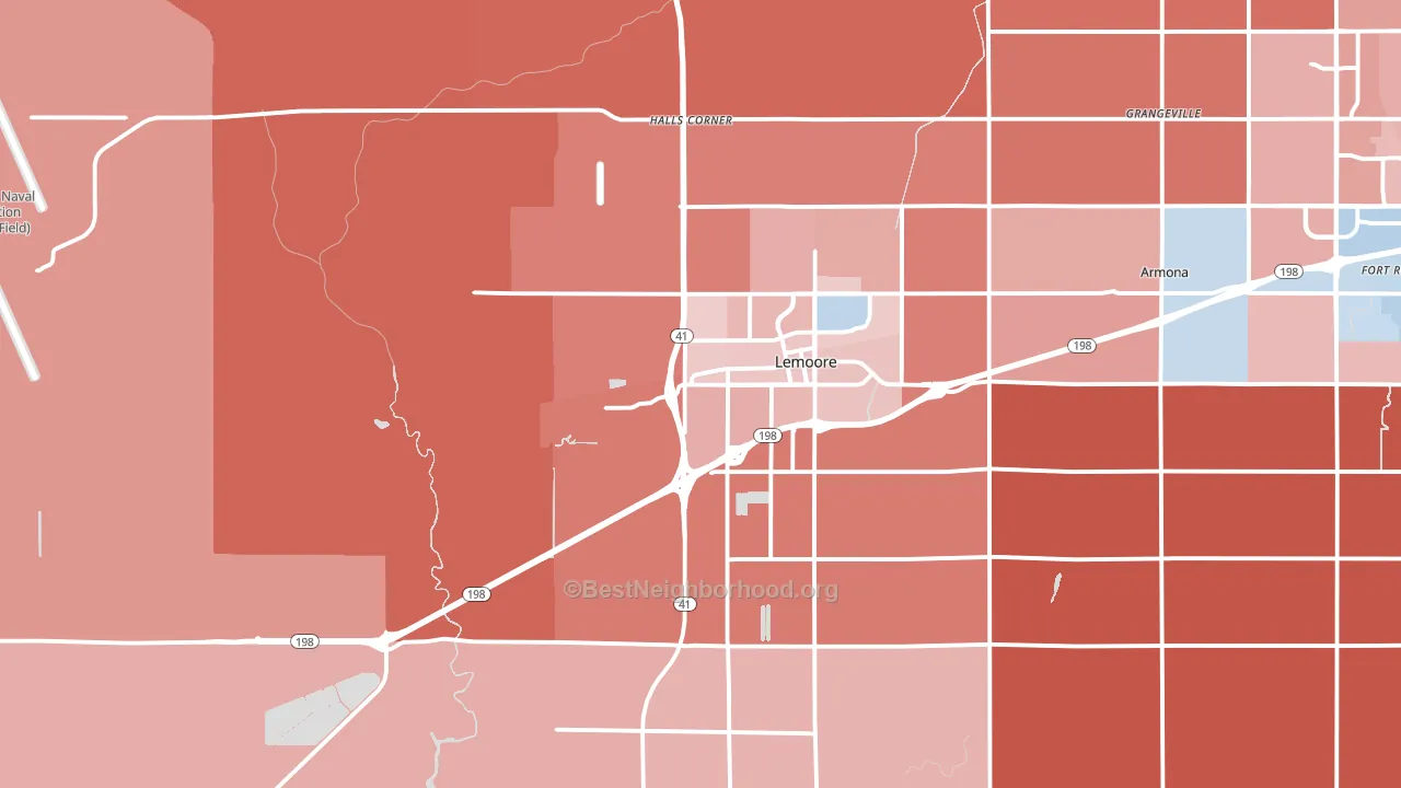 Lemoore, CA block-group political-lean map