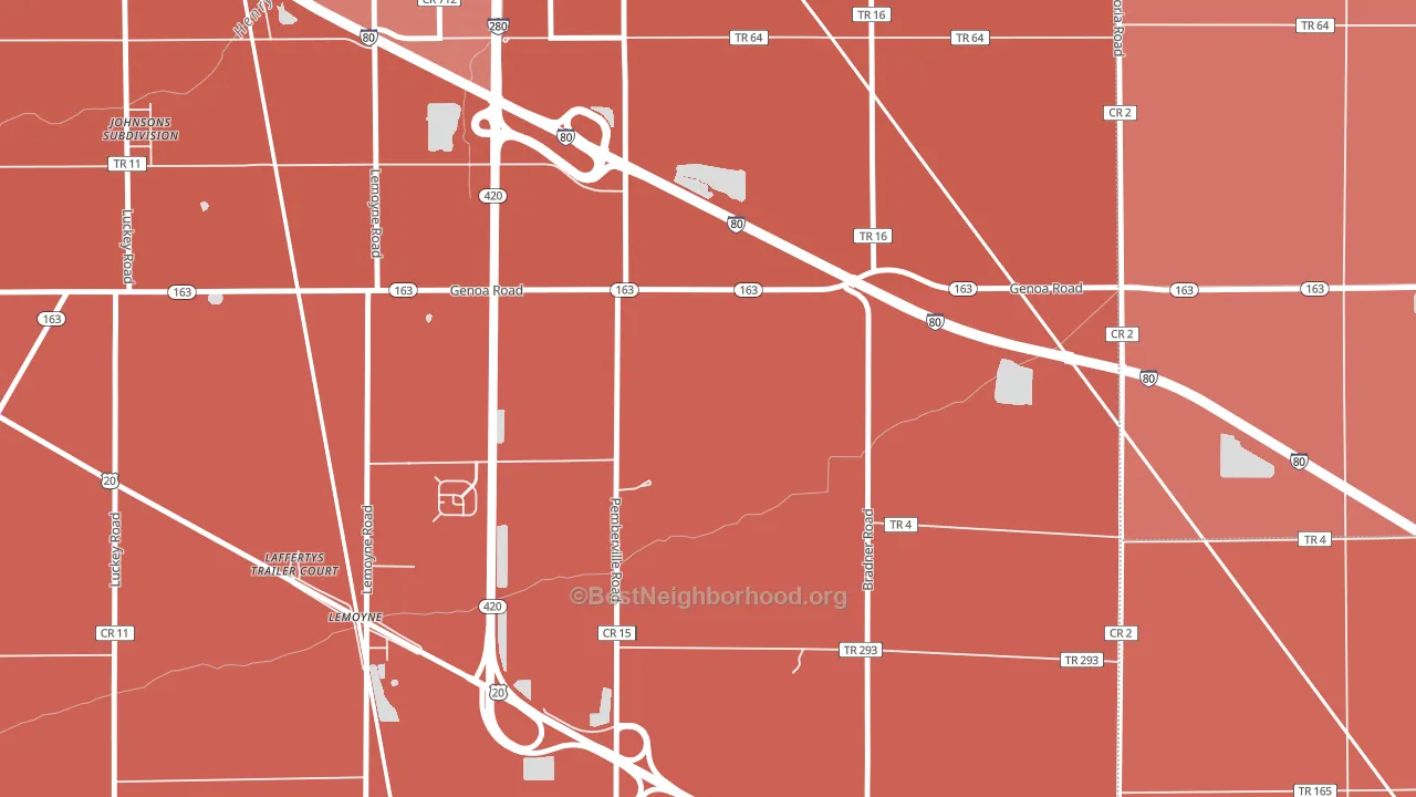 Lemoyne, OH block-group political-lean map
