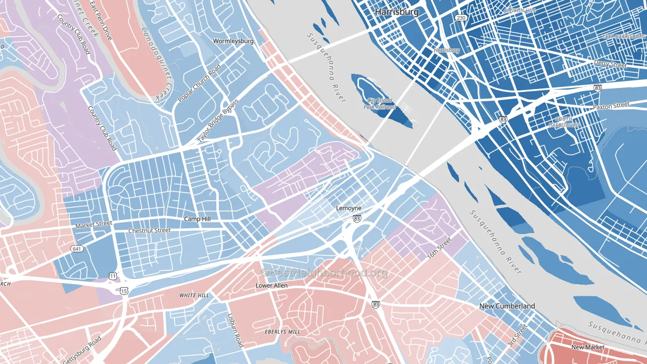 Lemoyne, PA block-group political-lean map