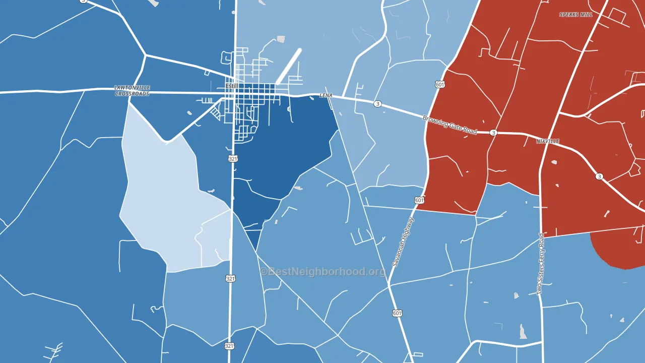 Lena, SC block-group political-lean map