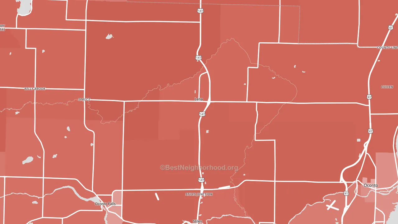 Lena, WI block-group political-lean map