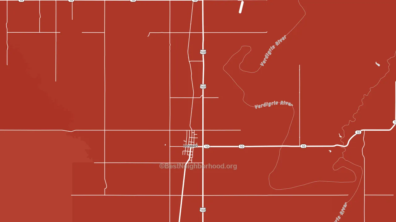 Lenapah, OK block-group political-lean map