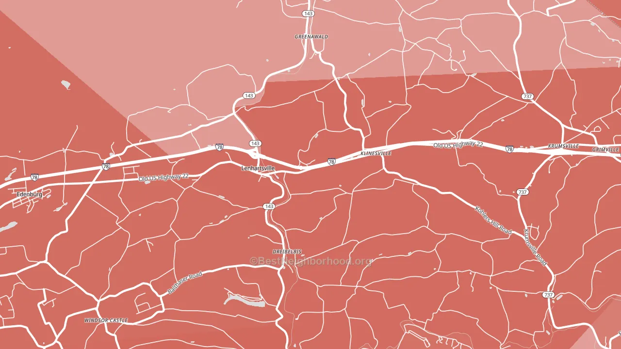 Lenhartsville, PA block-group political-lean map