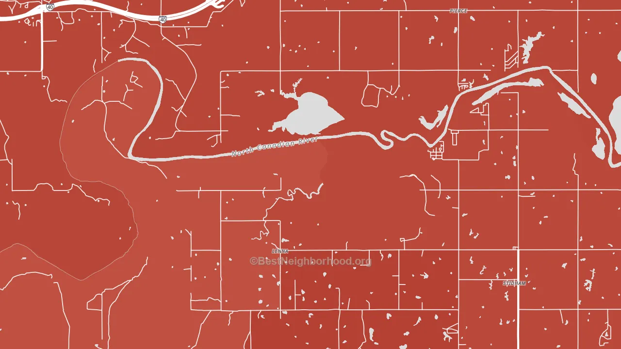 Lenna, OK block-group political-lean map