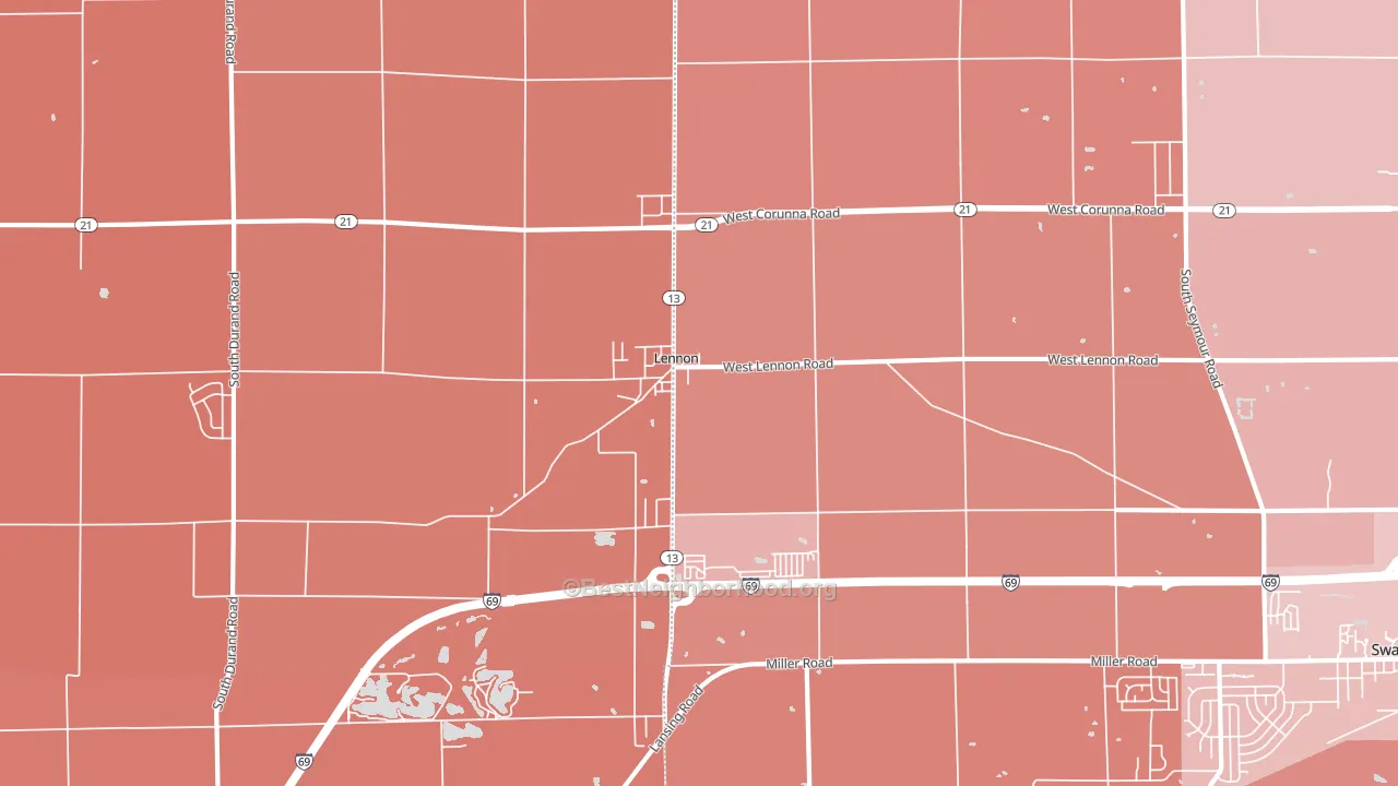 Lennon, MI block-group political-lean map