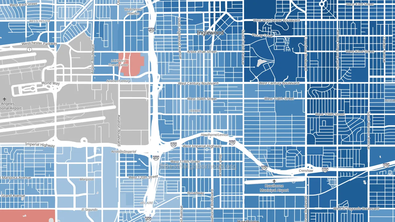 Lennox, CA block-group political-lean map