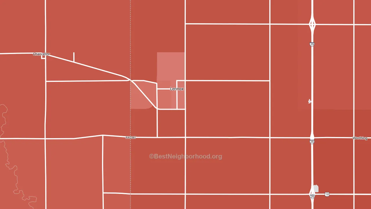 Lennox, SD block-group political-lean map