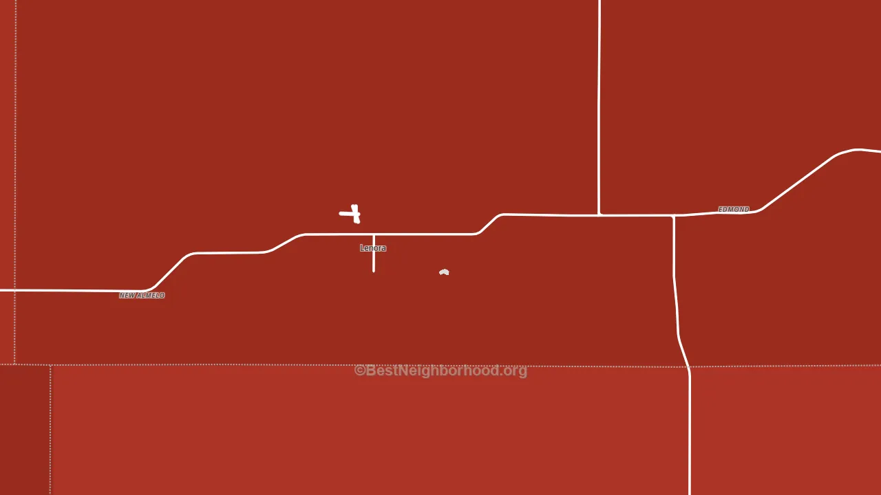 Lenora, KS block-group political-lean map