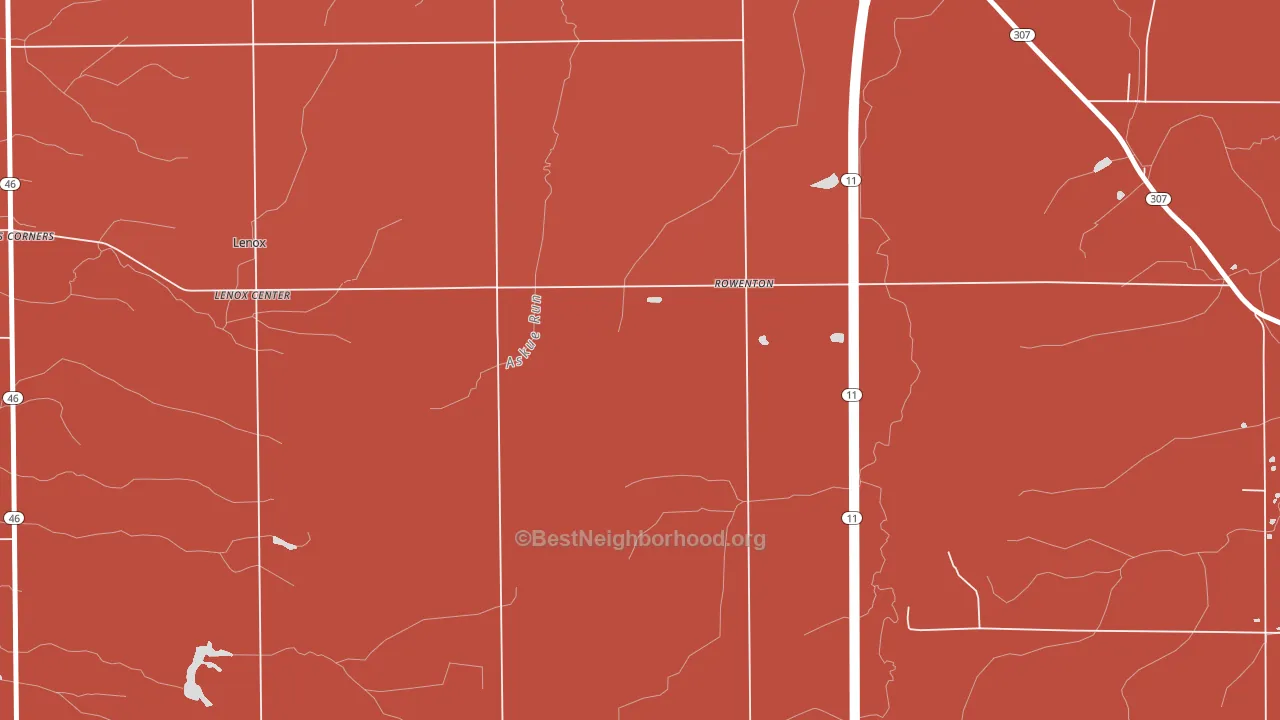 Lenox Center, OH block-group political-lean map