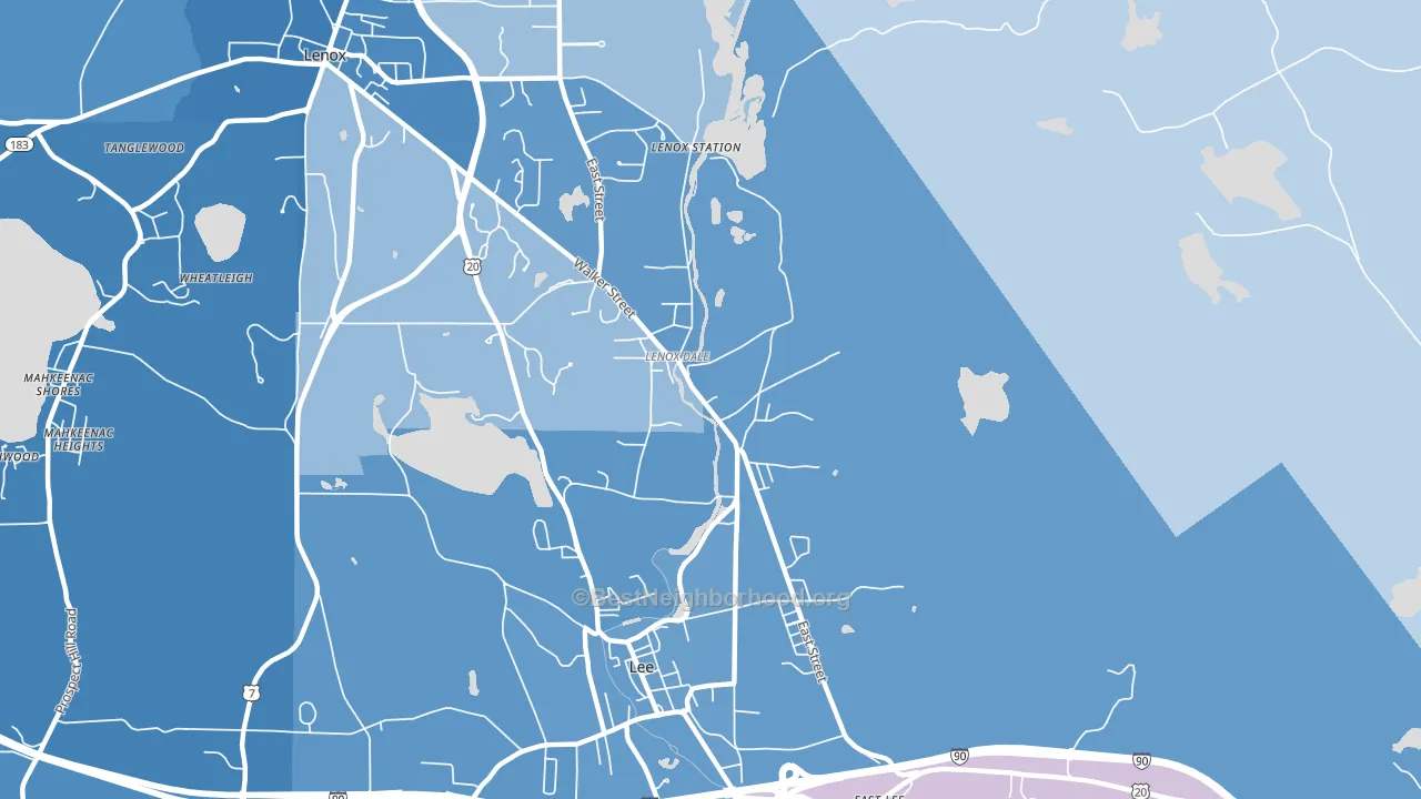 Lenox Dale, MA block-group political-lean map