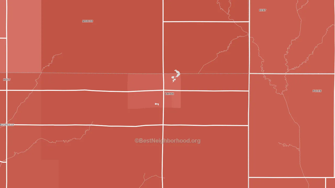 Lenox, IA block-group political-lean map