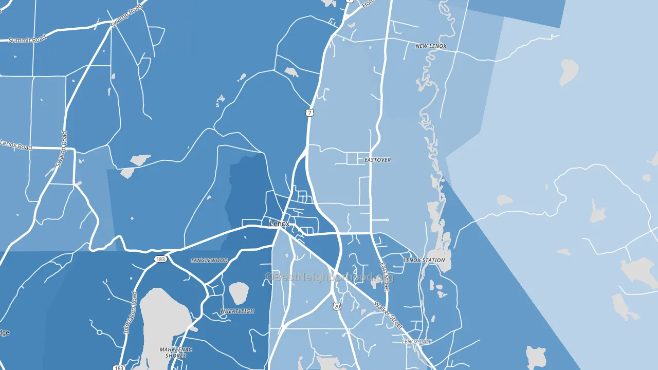 Lenox, MA block-group political-lean map
