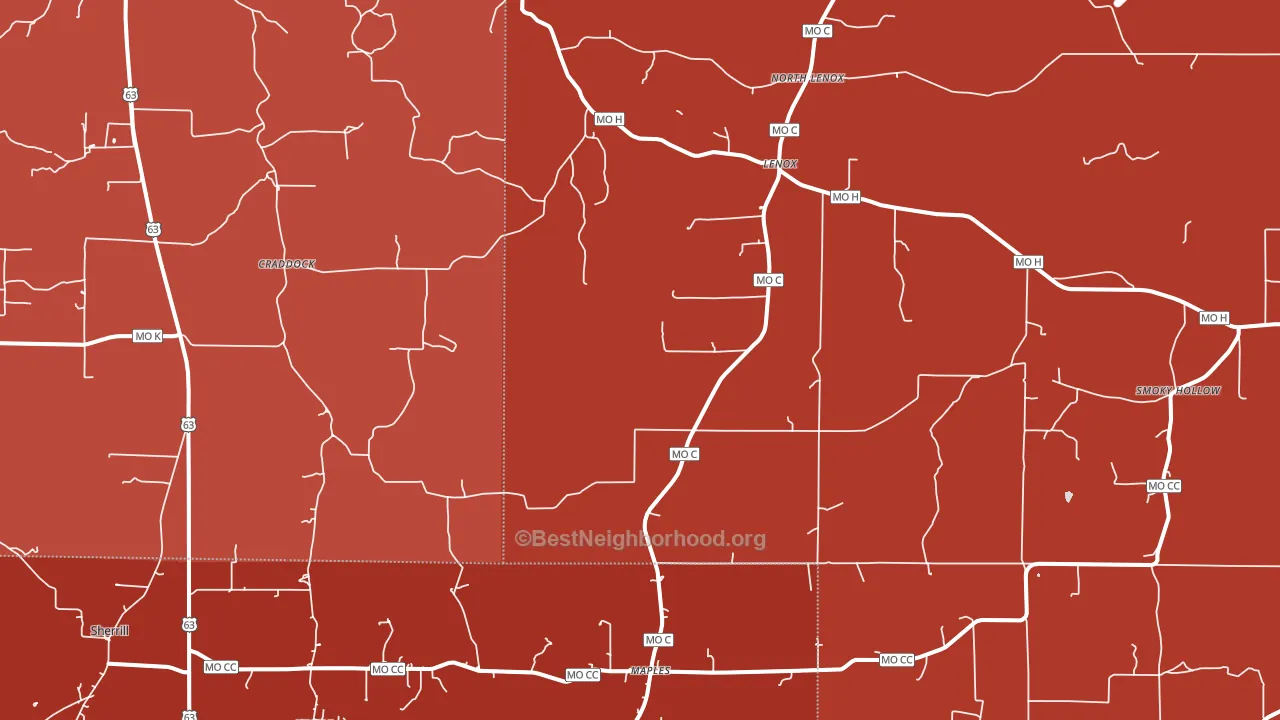 Lenox, MO block-group political-lean map