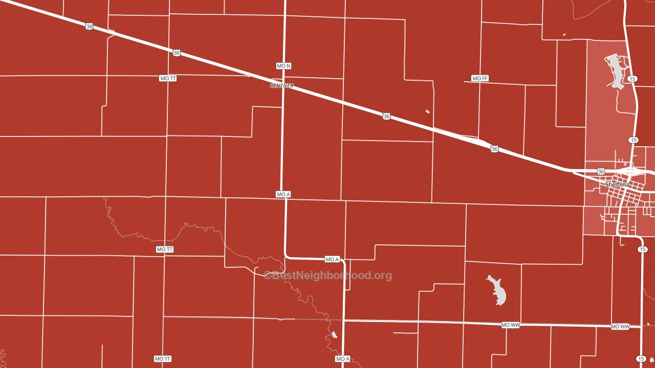 Lentner, MO block-group political-lean map
